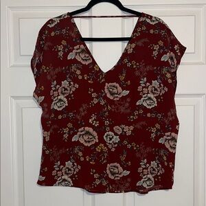Forever 21 Floral V-Neck Blouse